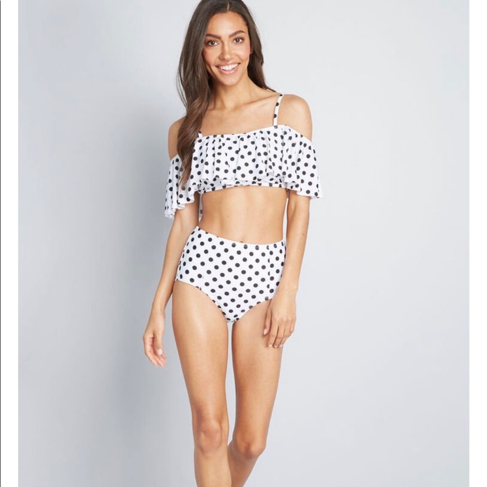 ModCloth Bathing Suit Bikini Two Piece Polka Dot
